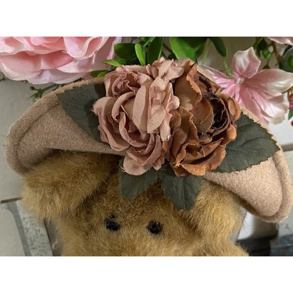 Vtg Boyd’s Bear Teddy Bears w Flowered Hat Floral Posable Farmhouse Cottagecore - Picture 4 of 16